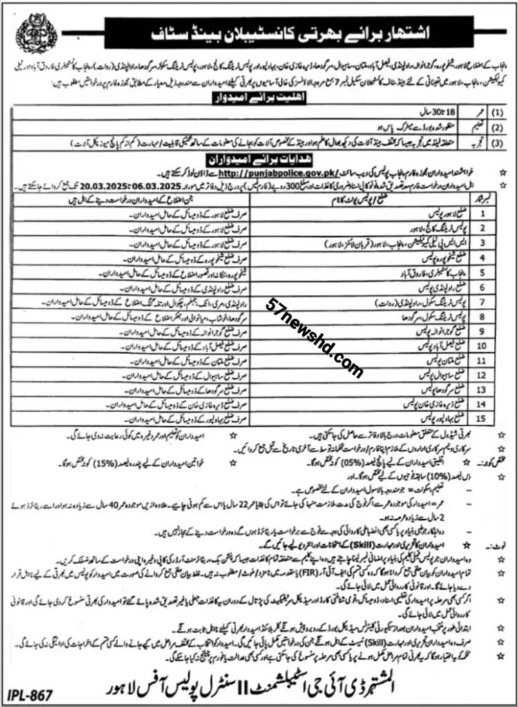 Join Punjab Police 2025 Application Form | Punjab Police New Jobs, 57 news hd